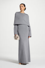 Knit Drape Maxi Dress - Heather Grey