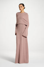 Knit Drape Maxi Dress - Mocha Mauve