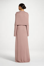 Knit Drape Maxi Dress - Mocha Mauve