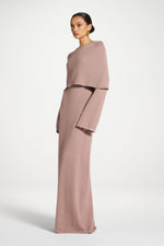 Knit Drape Maxi Dress - Mocha Mauve