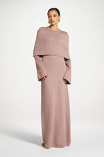 Knit Drape Maxi Dress - Mocha Mauve