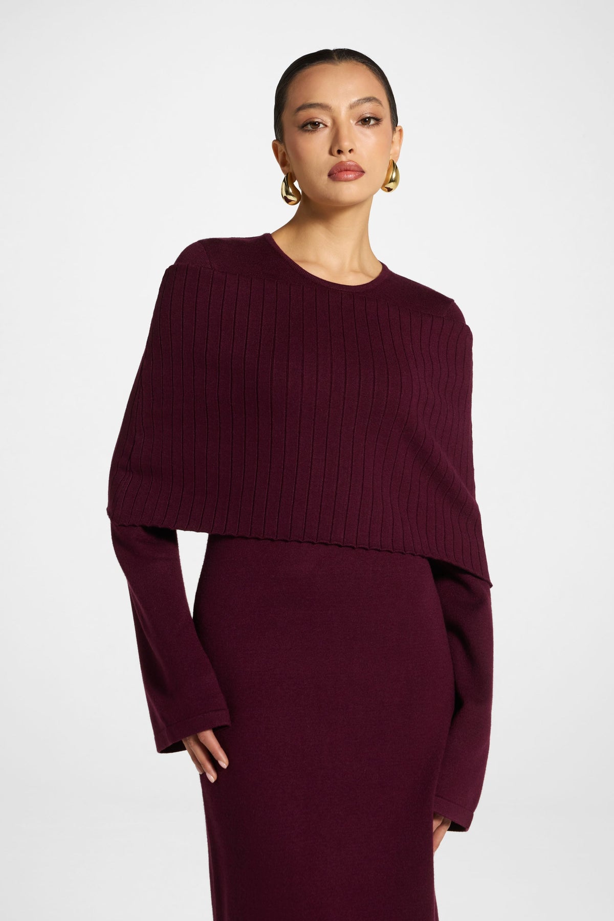 Knit Drape Maxi Dress - Plum