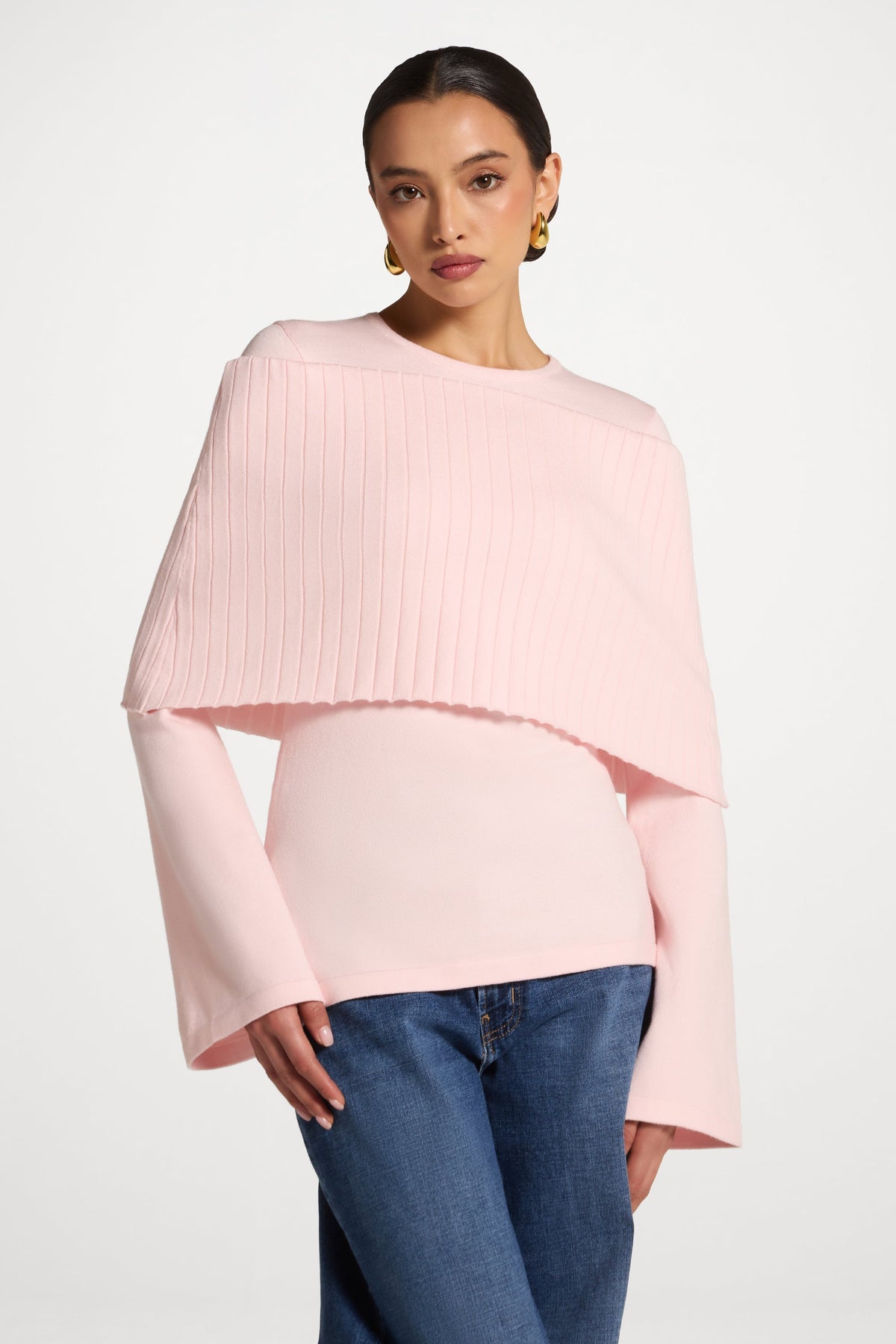 Knit Drape Top - Baby Pink