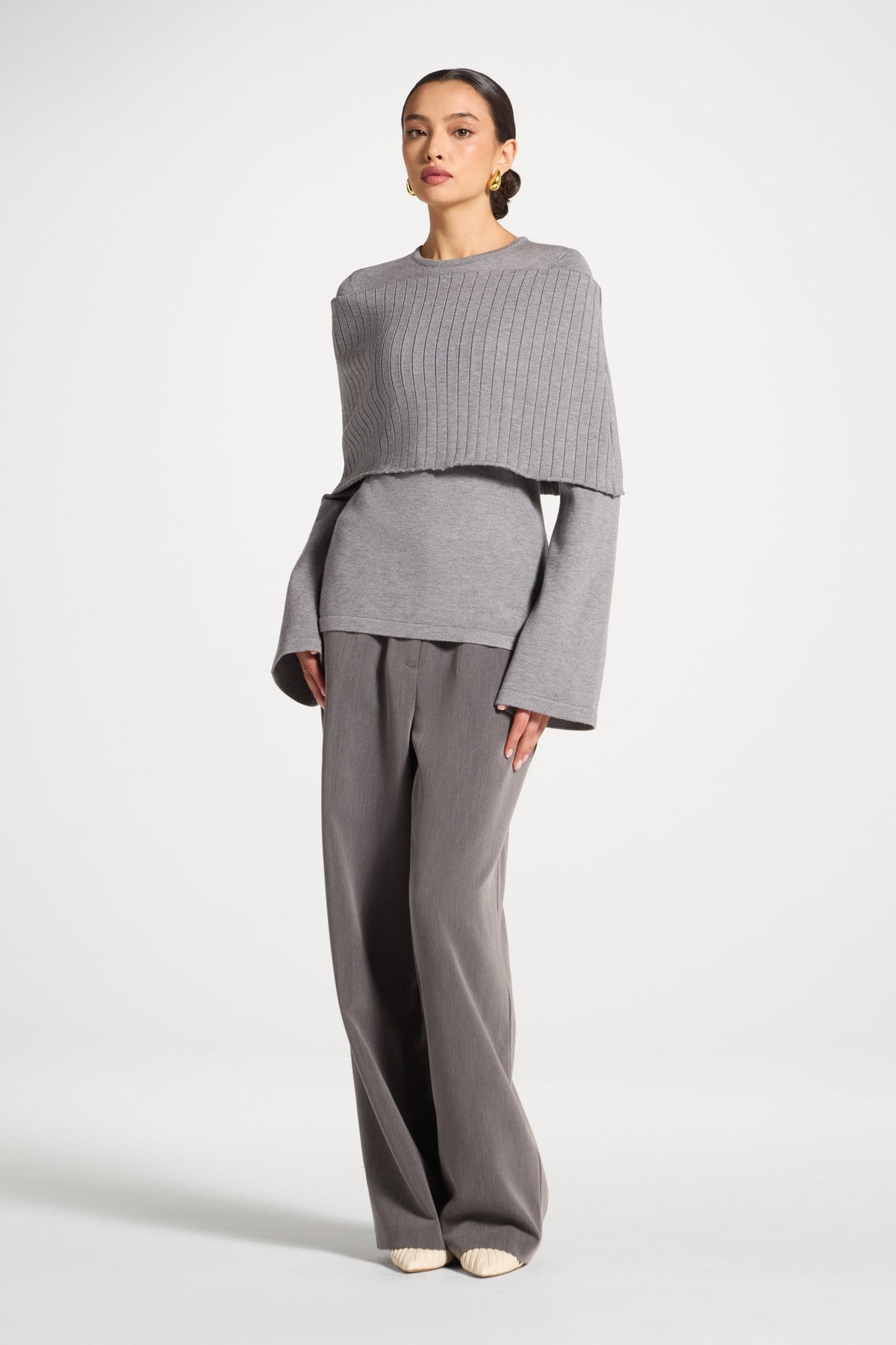 Knit Drape Top - Heather Grey