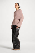 Knit Drape Top - Mocha Mauve