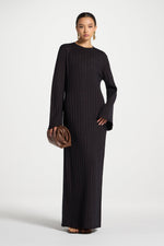 Knit Flare Sleeve Dress - Black Ember