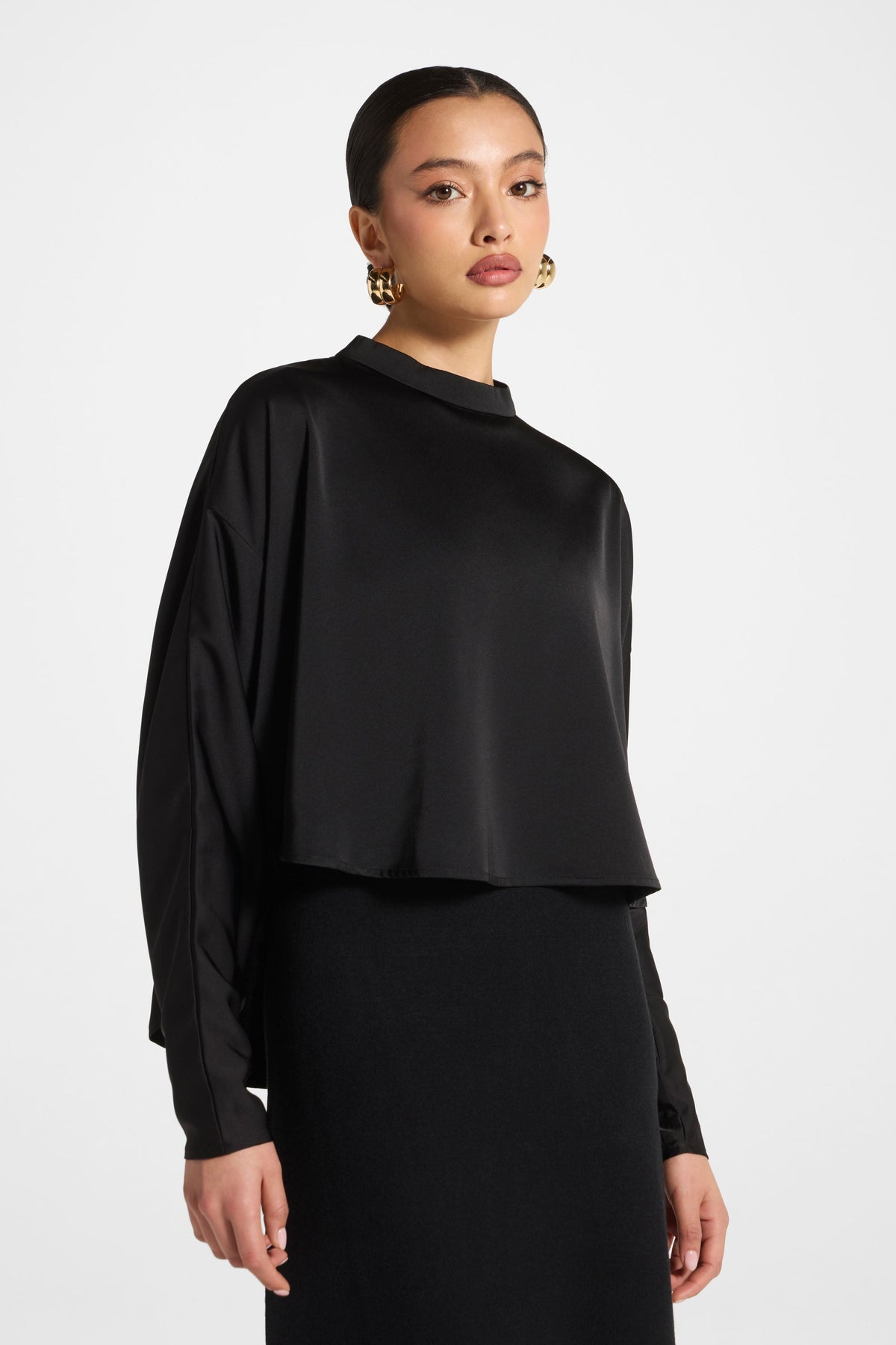 Knit Maxi Dress & Top Set - Black