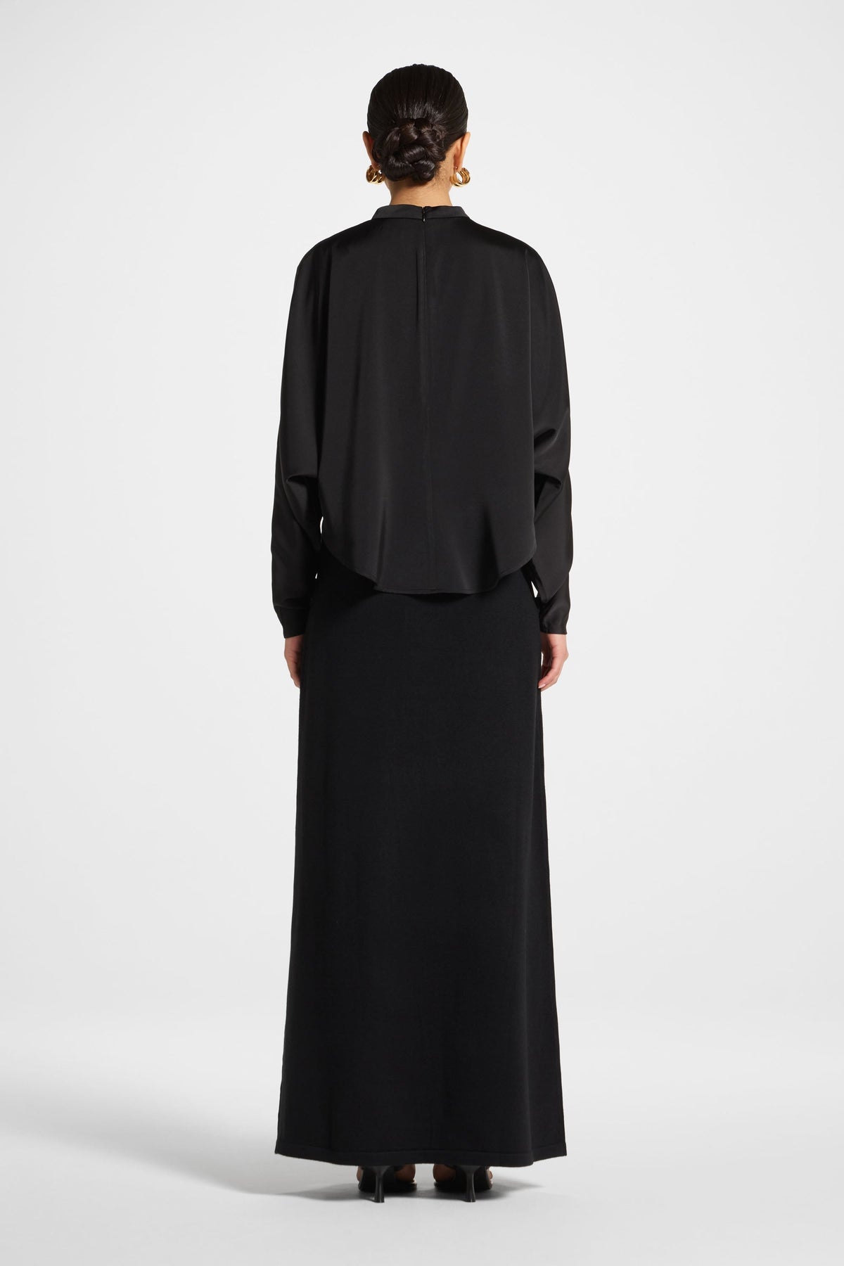 Knit Maxi Dress & Top Set - Black