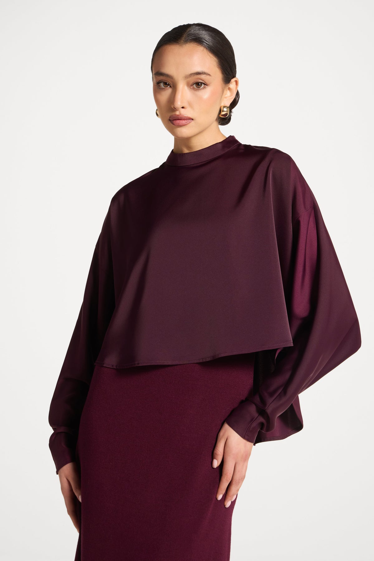 Knit Maxi Dress & Top Set - Spiced Plum