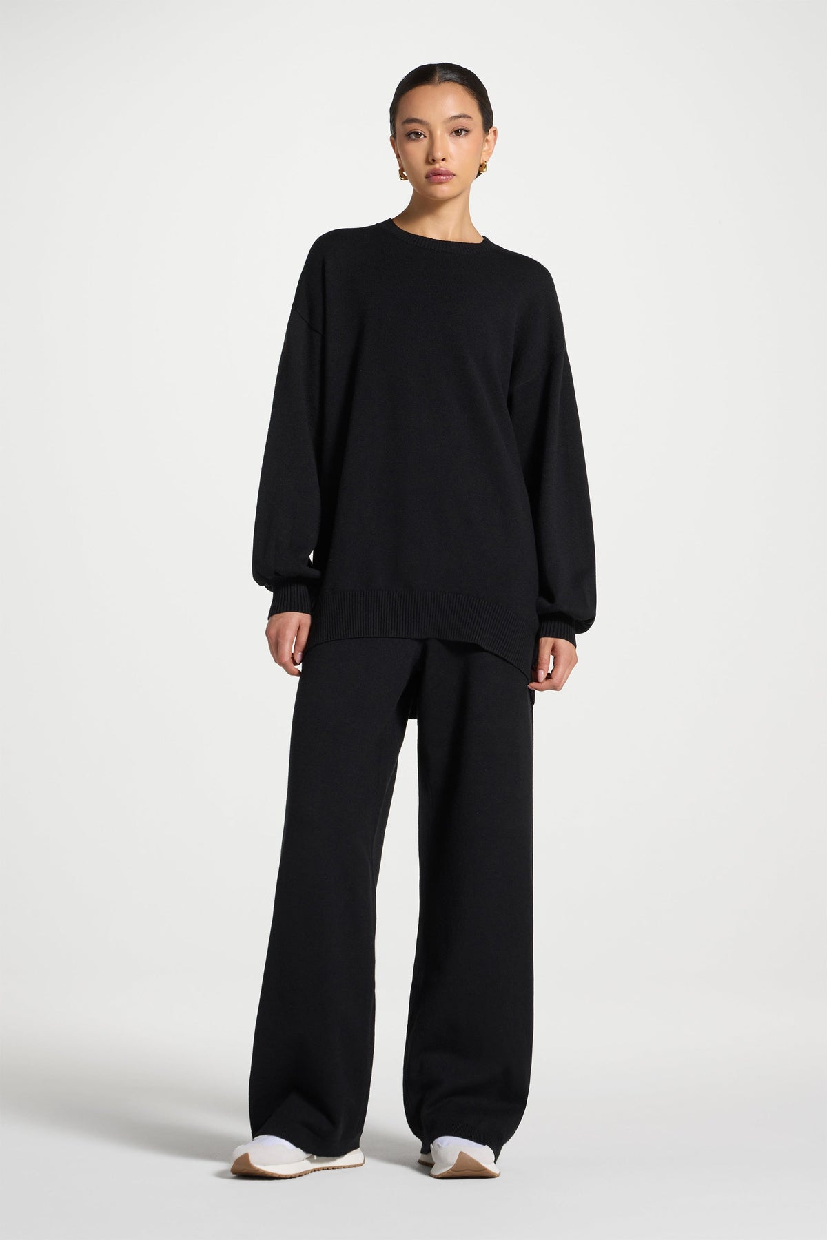 Knit Top & Pants Set - Black