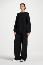 Knit Top & Pants Set - Black