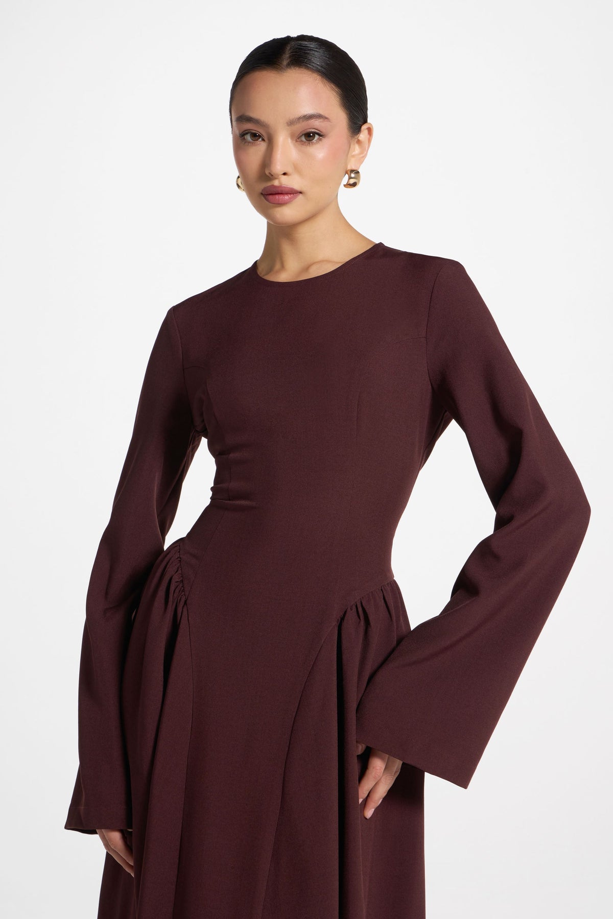Lace Up Back Maxi Dress - Chocolate Truffle