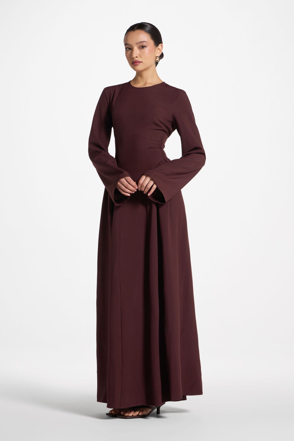 Lace Up Back Maxi Dress - Chocolate Truffle
