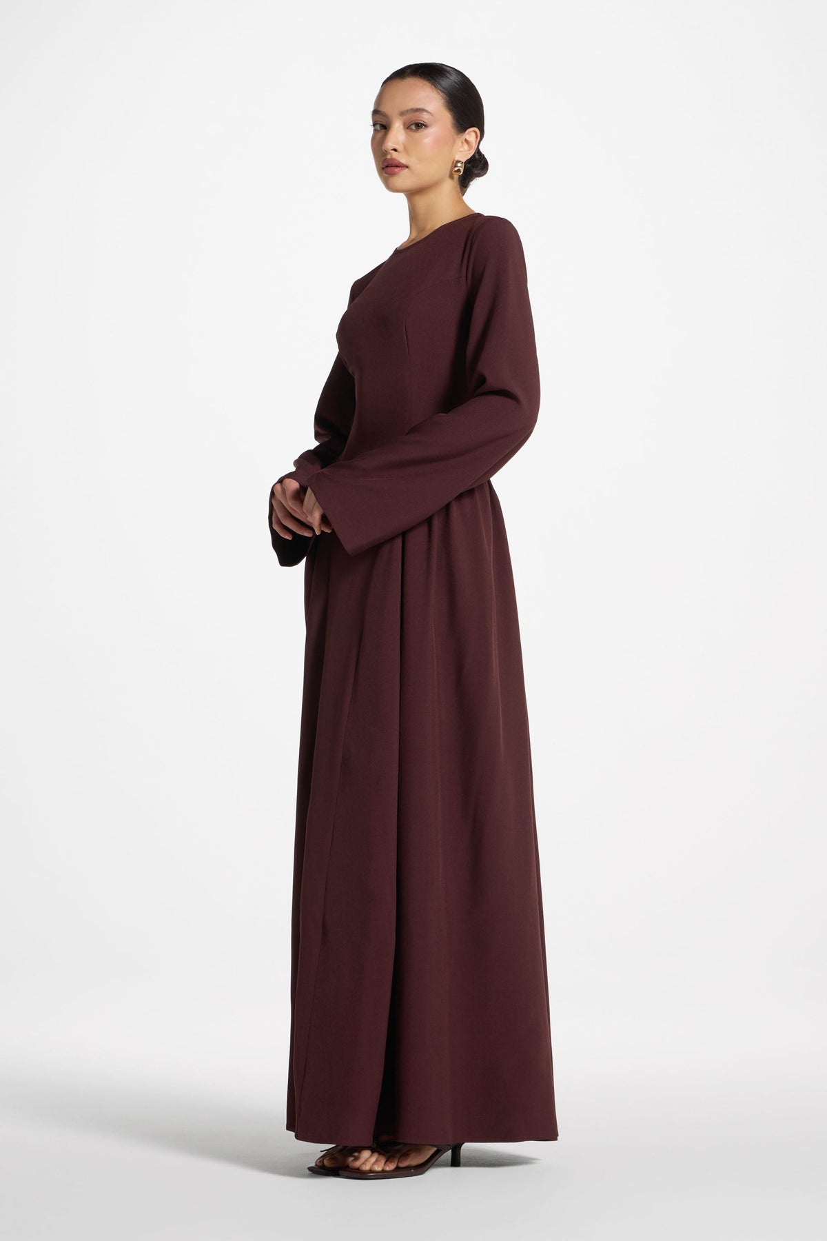 Lace Up Back Maxi Dress - Chocolate Truffle