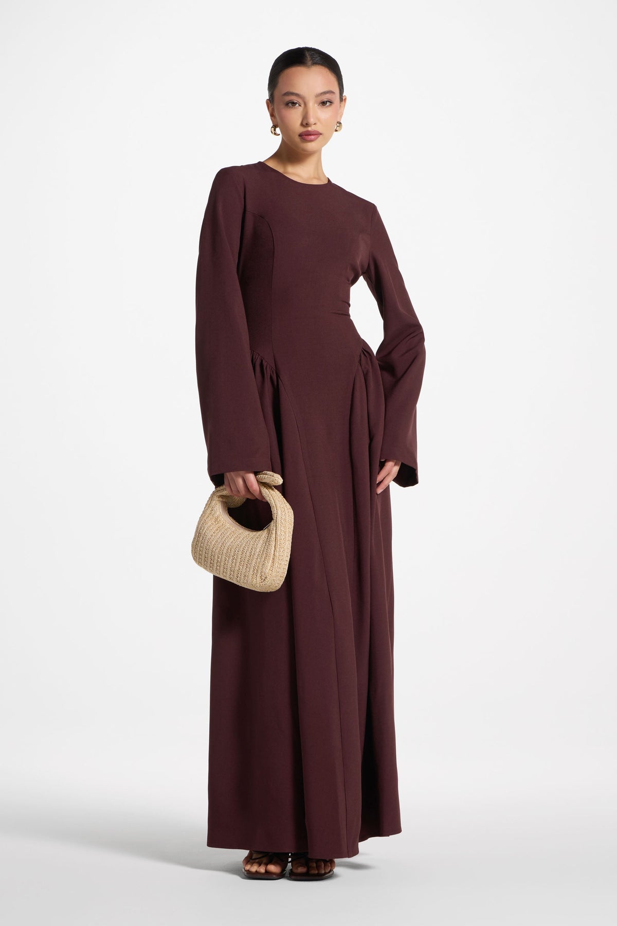 Lace Up Back Maxi Dress - Chocolate Truffle