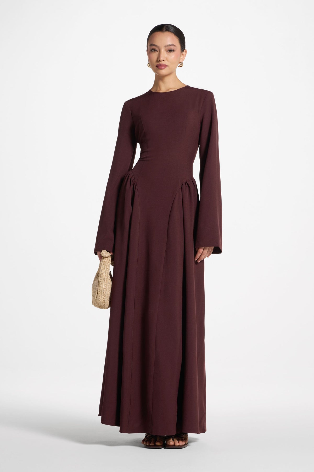 Lace Up Back Maxi Dress - Chocolate Truffle