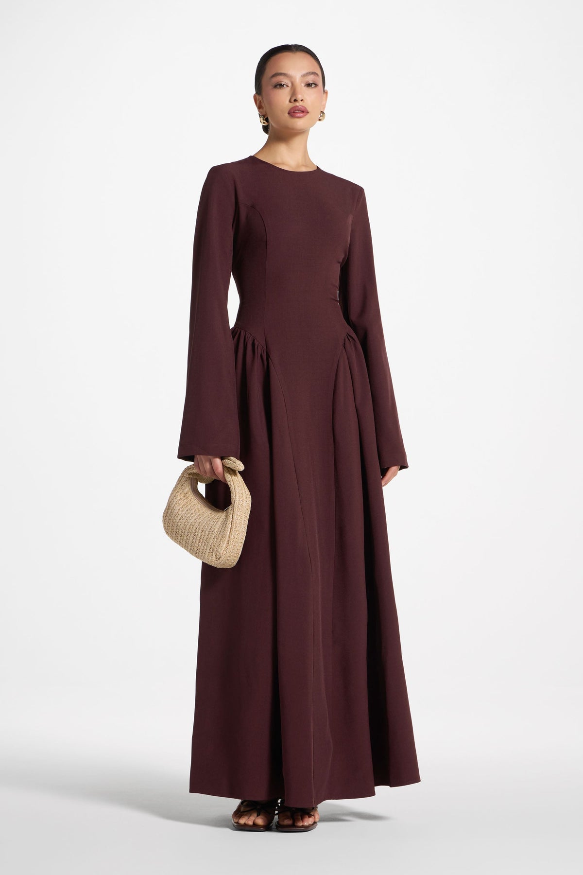 Lace Up Back Maxi Dress - Chocolate Truffle