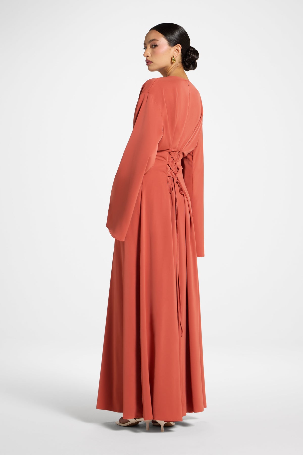 Lace Up Back Maxi Dress - Clay