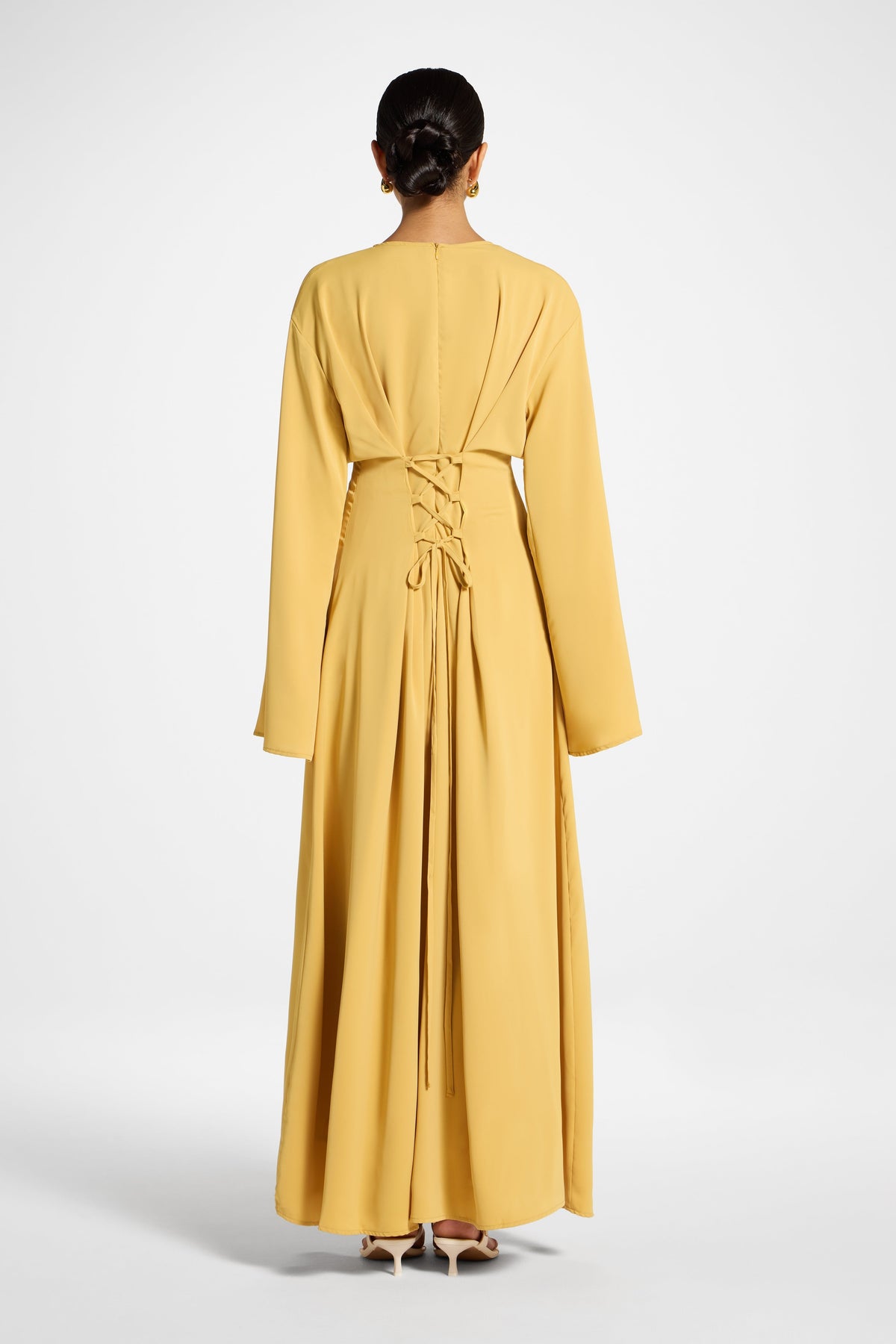 Lace Up Back Maxi Dress - Marigold