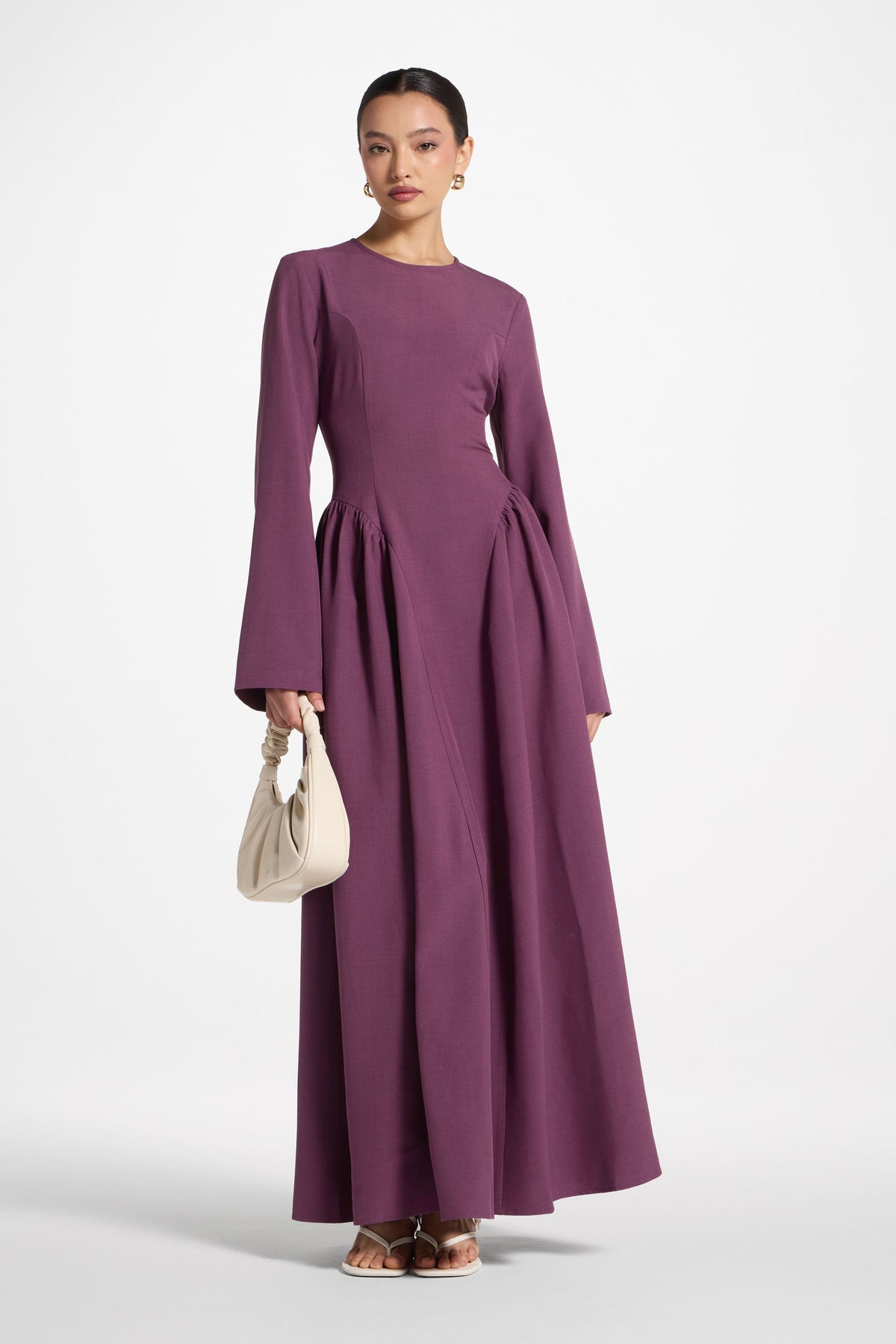 Lace Up Back Maxi Dress - Mulberry