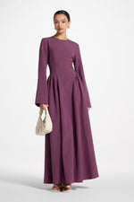 Lace Up Back Maxi Dress - Mulberry