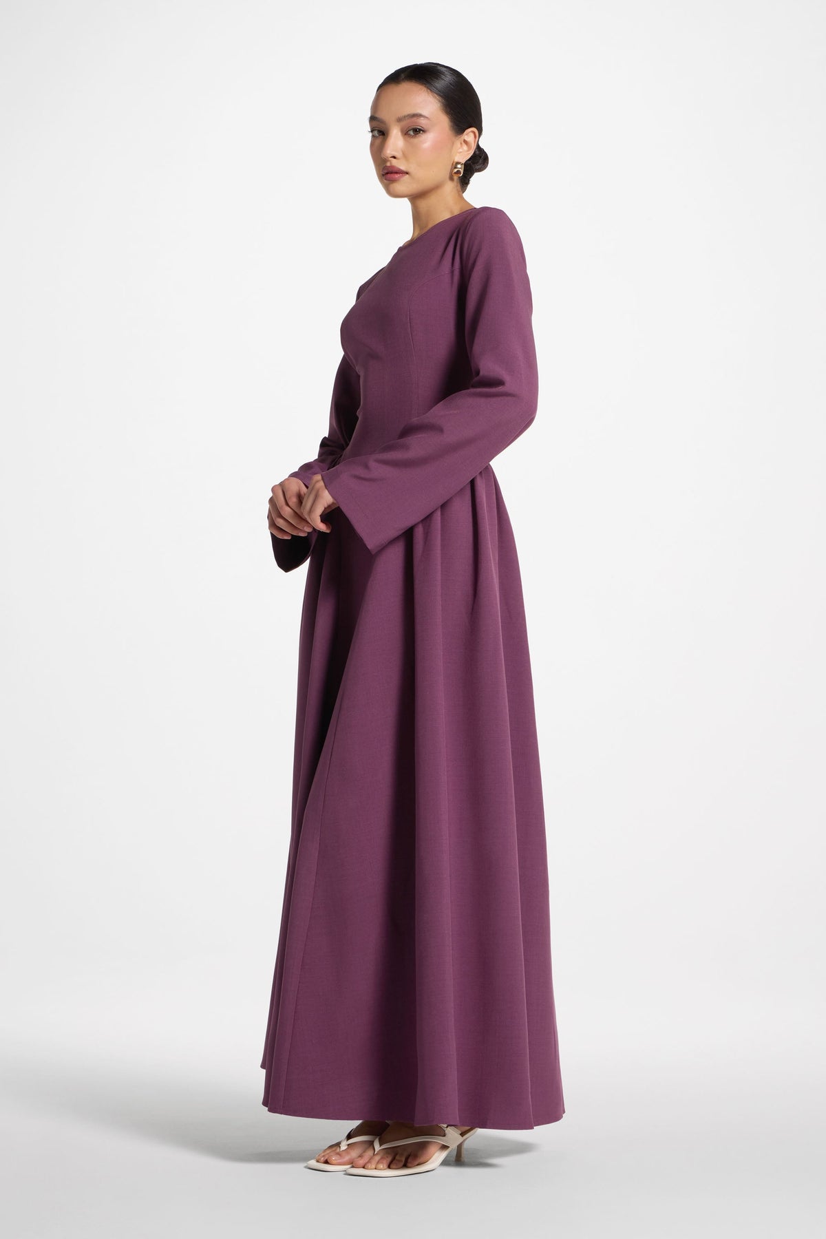 Lace Up Back Maxi Dress - Mulberry