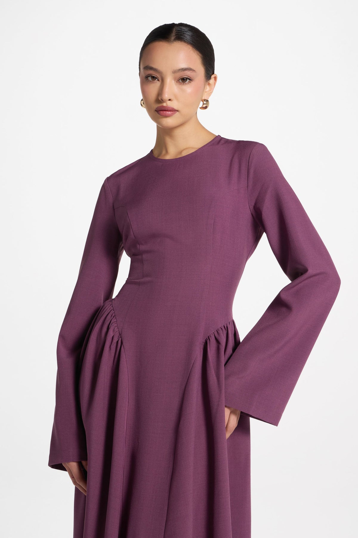 Lace Up Back Maxi Dress - Mulberry