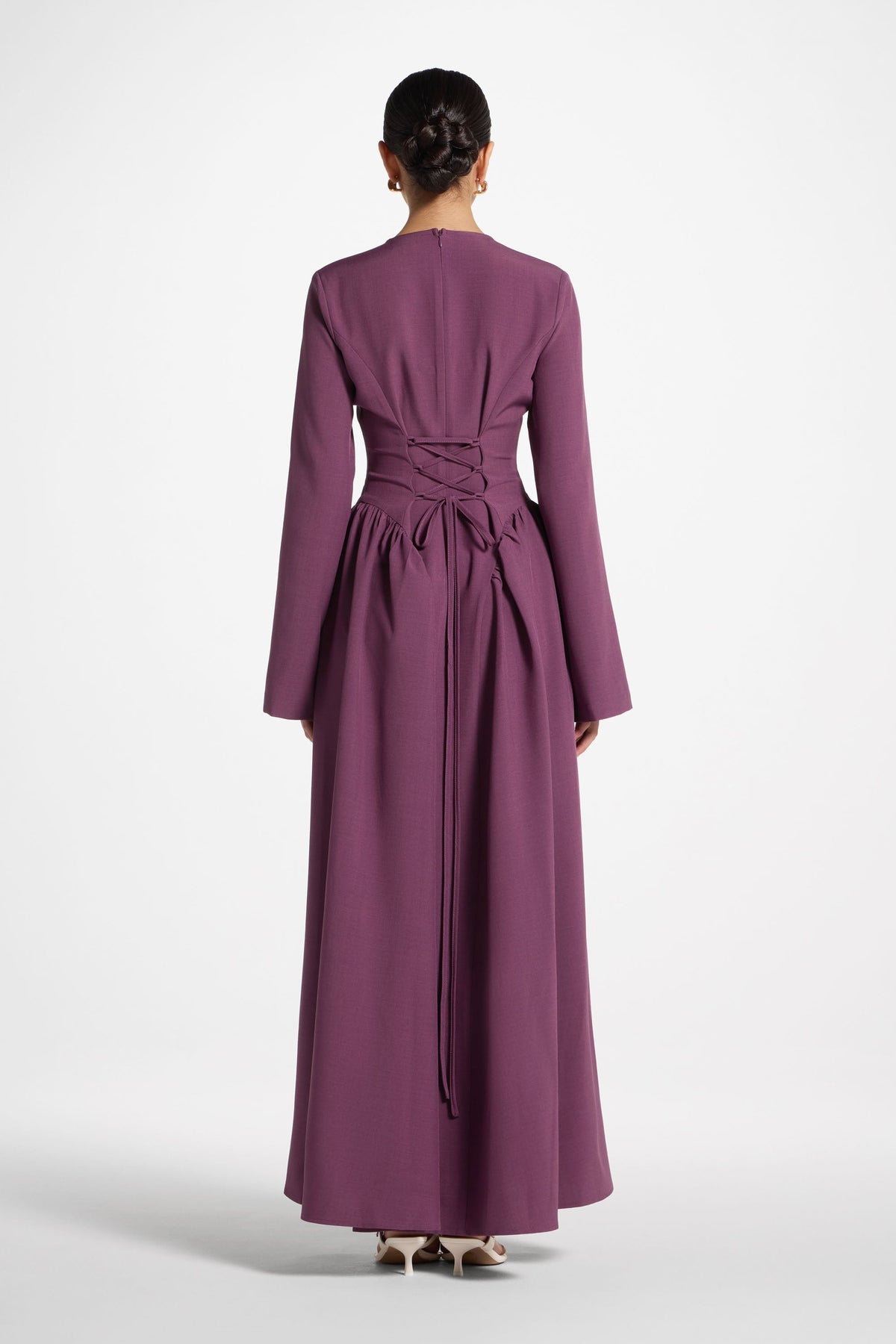 Lace Up Back Maxi Dress - Mulberry