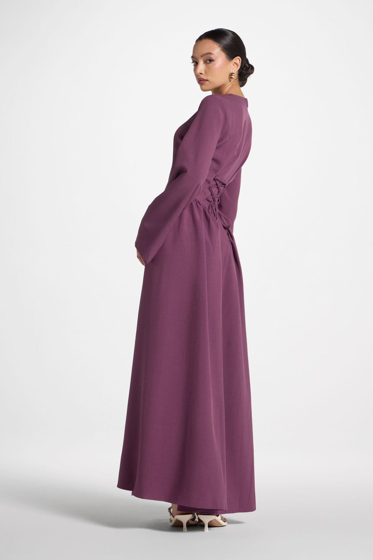 Lace Up Back Maxi Dress - Mulberry