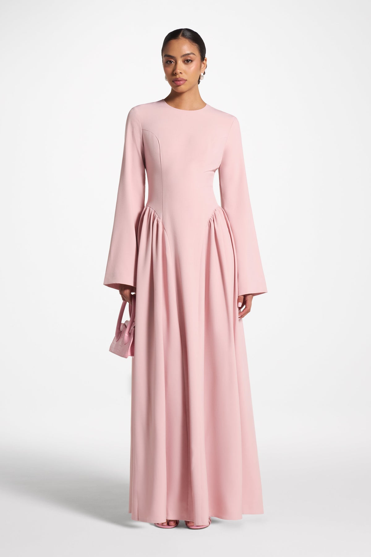 Lace Up Back Maxi Dress - Pink