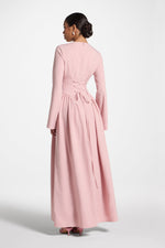 Lace Up Back Maxi Dress - Pink