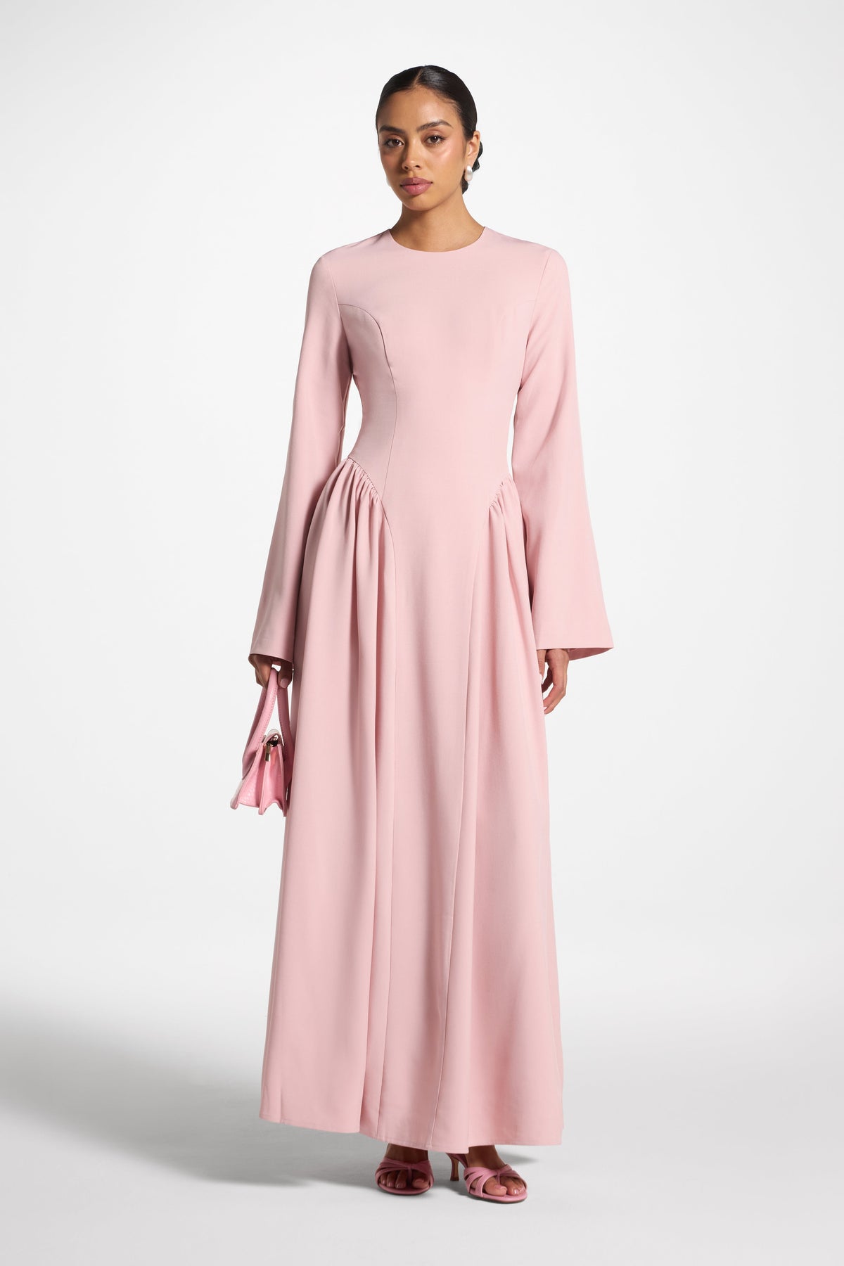 Lace Up Back Maxi Dress - Pink