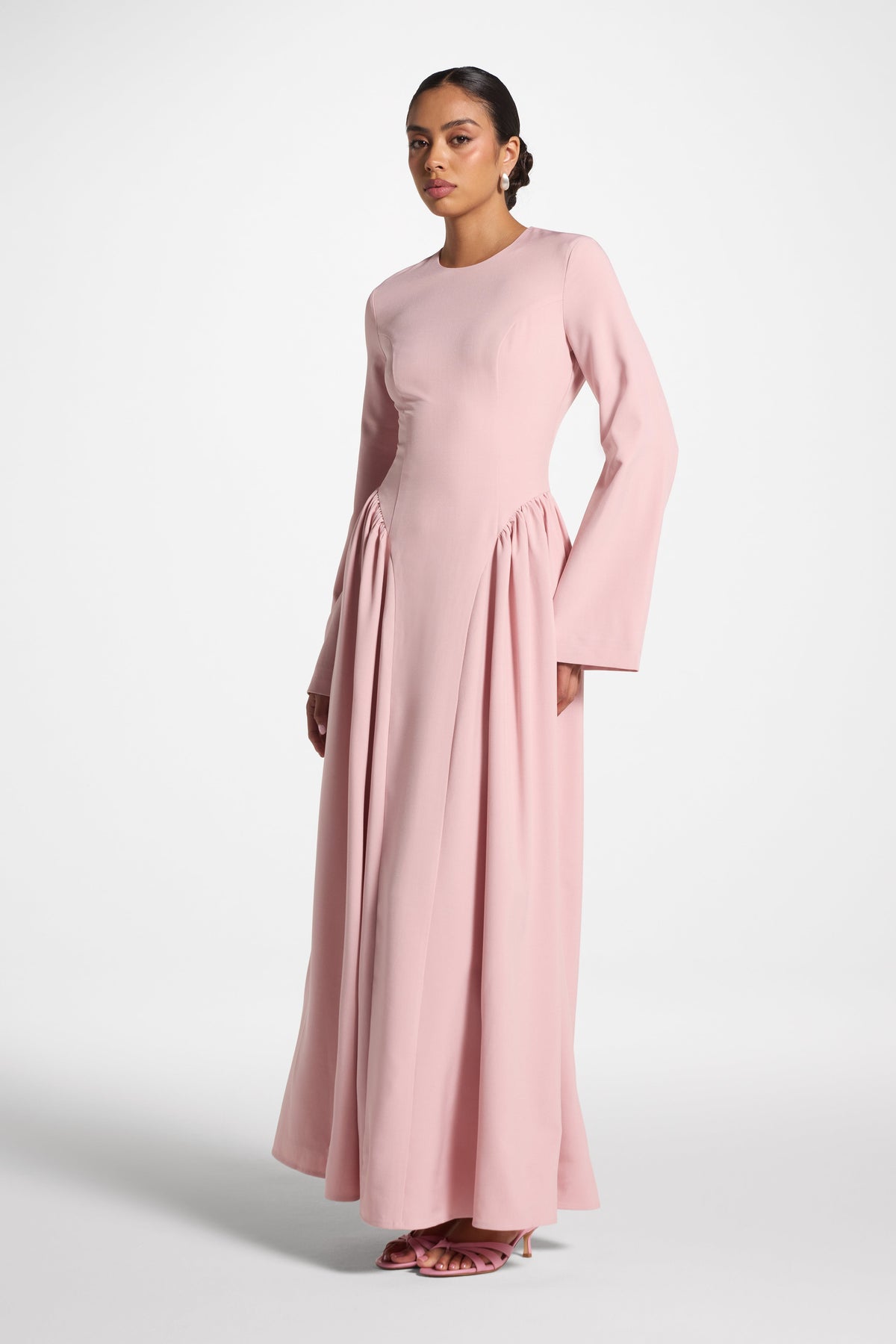 Lace Up Back Maxi Dress - Pink