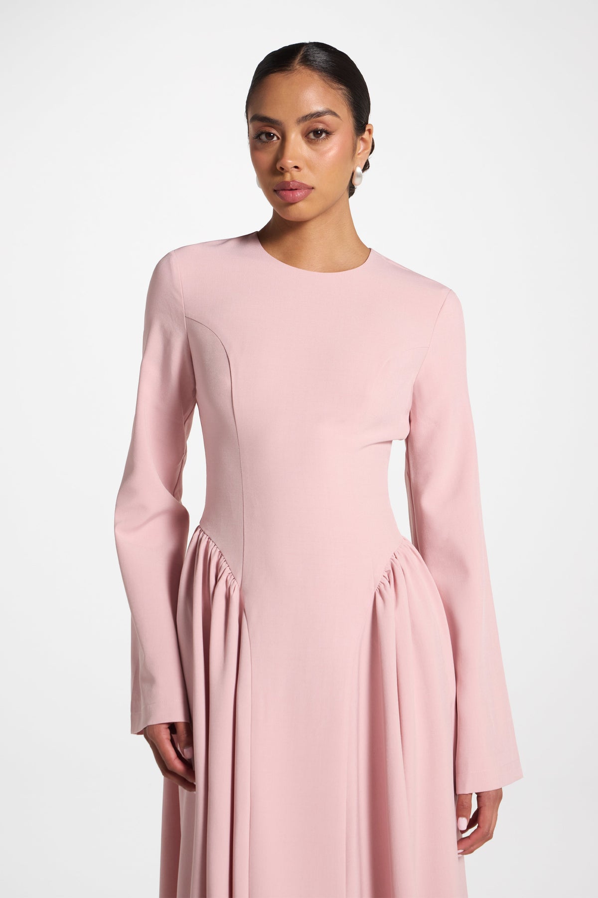 Lace Up Back Maxi Dress - Pink