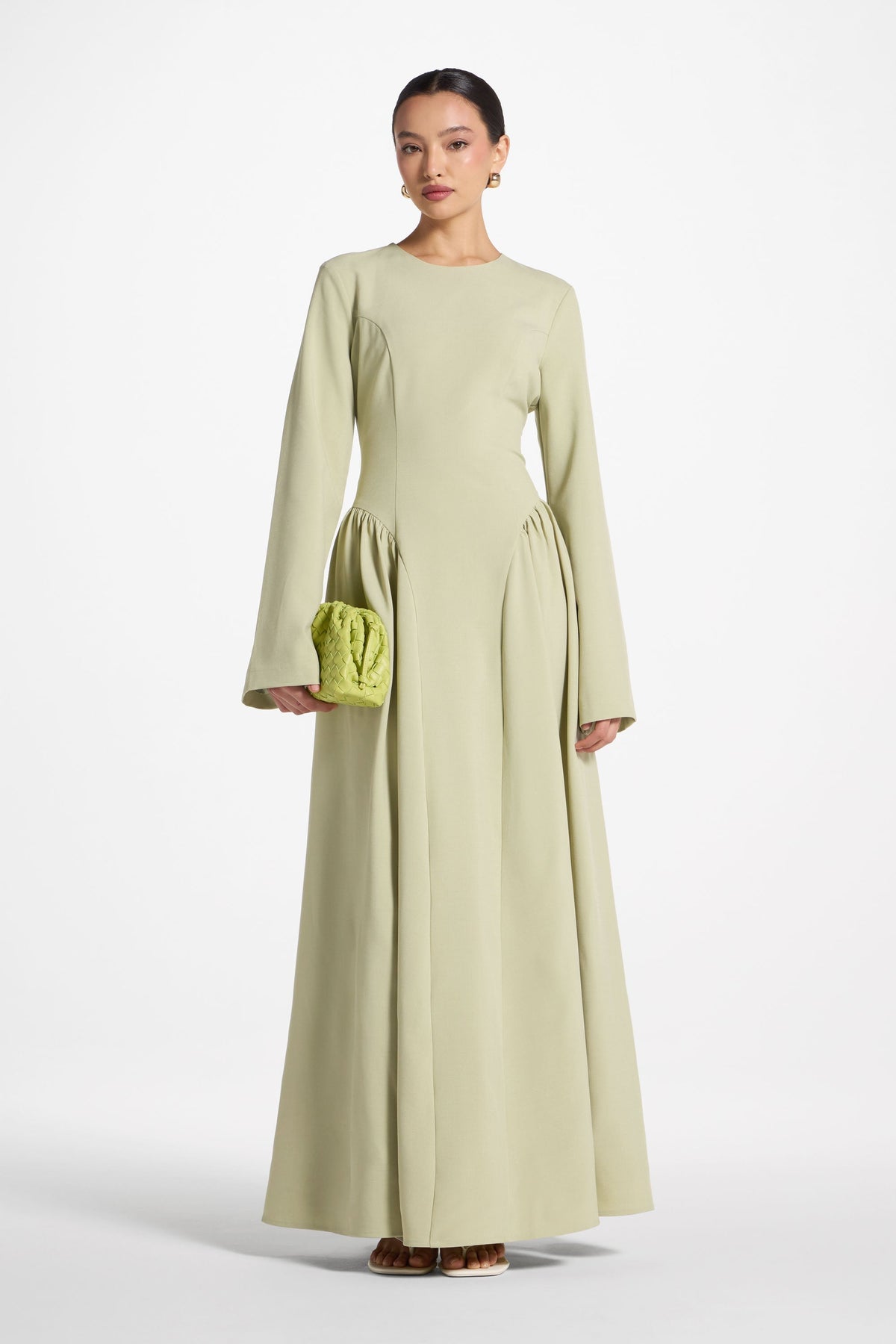 Lace Up Back Maxi Dress - Pistachio