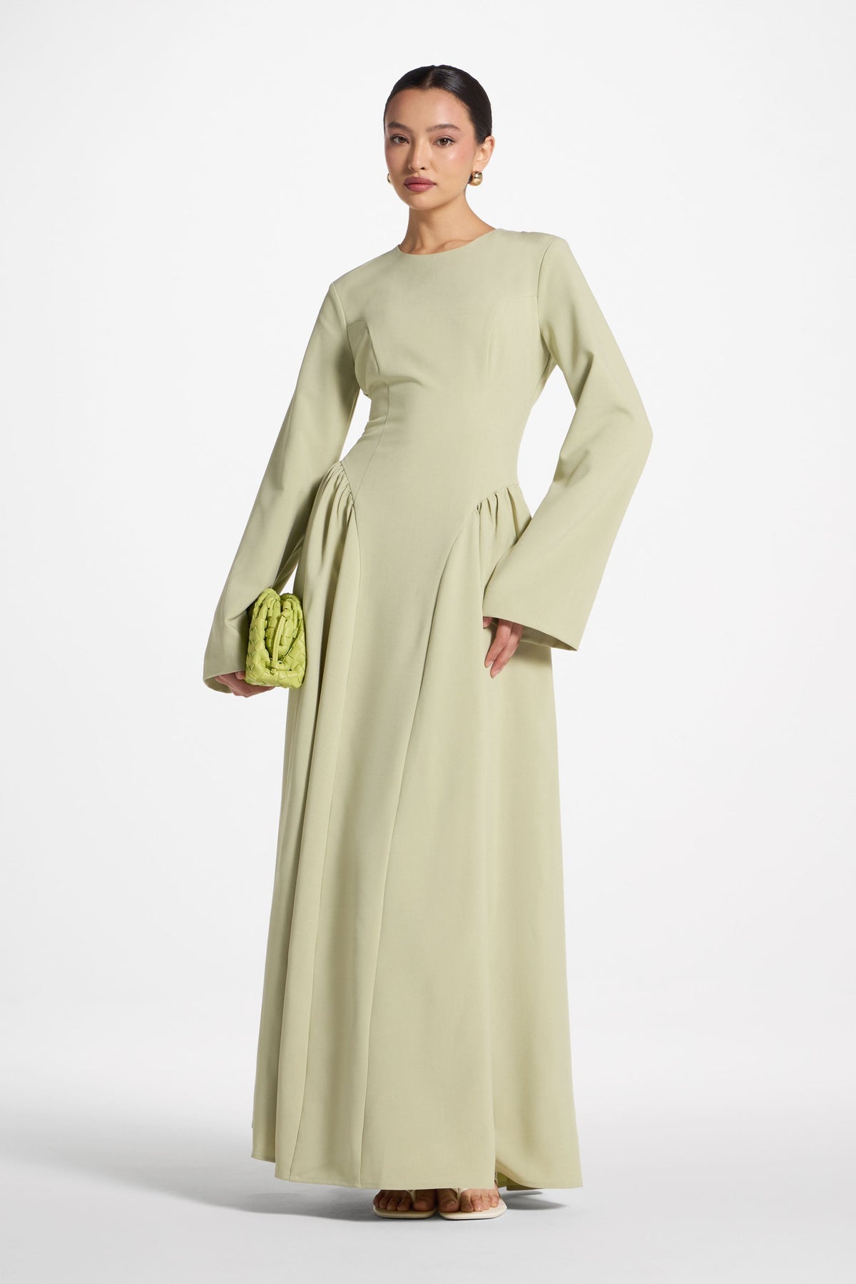Lace Up Back Maxi Dress - Pistachio