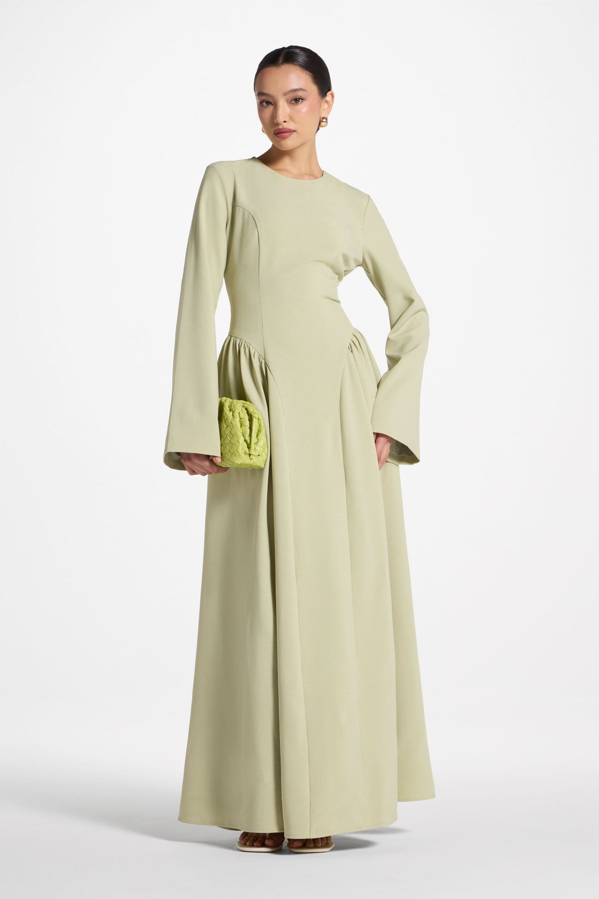Lace Up Back Maxi Dress - Pistachio
