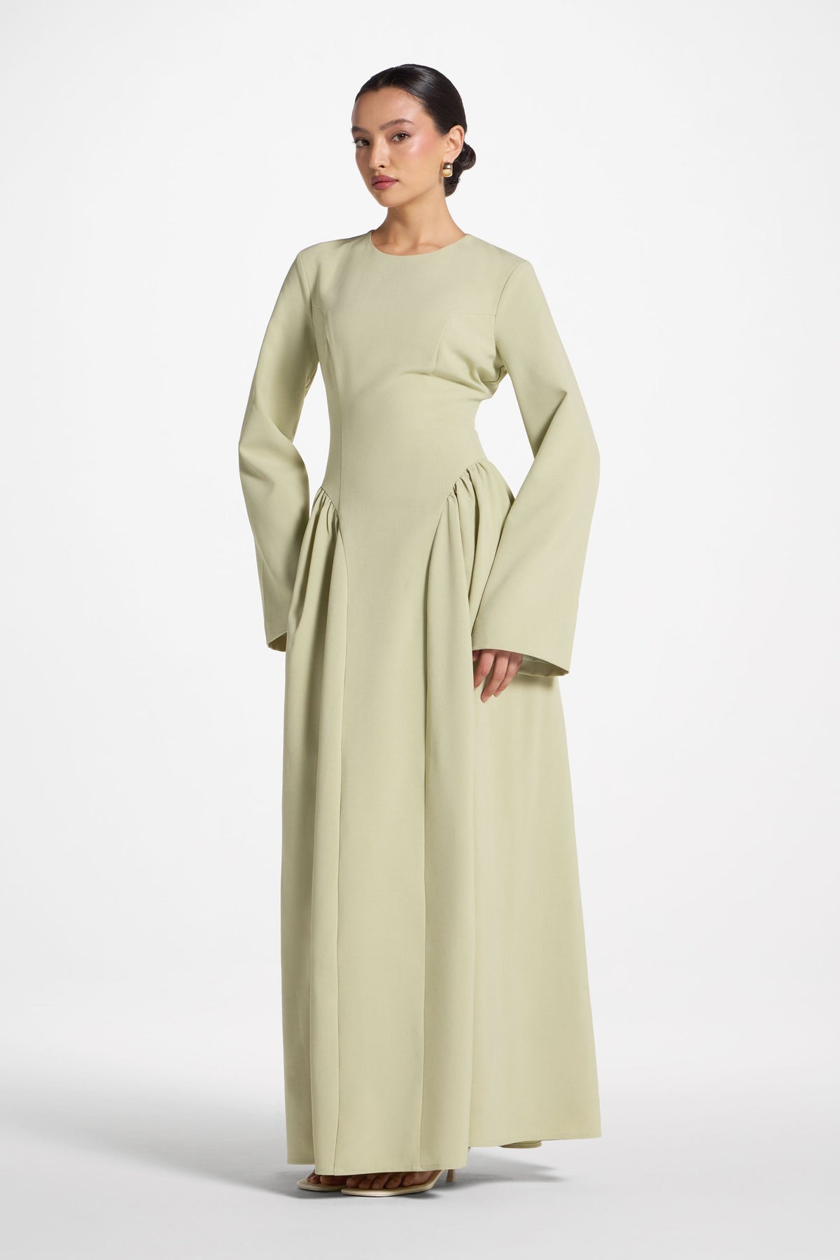 Lace Up Back Maxi Dress - Pistachio