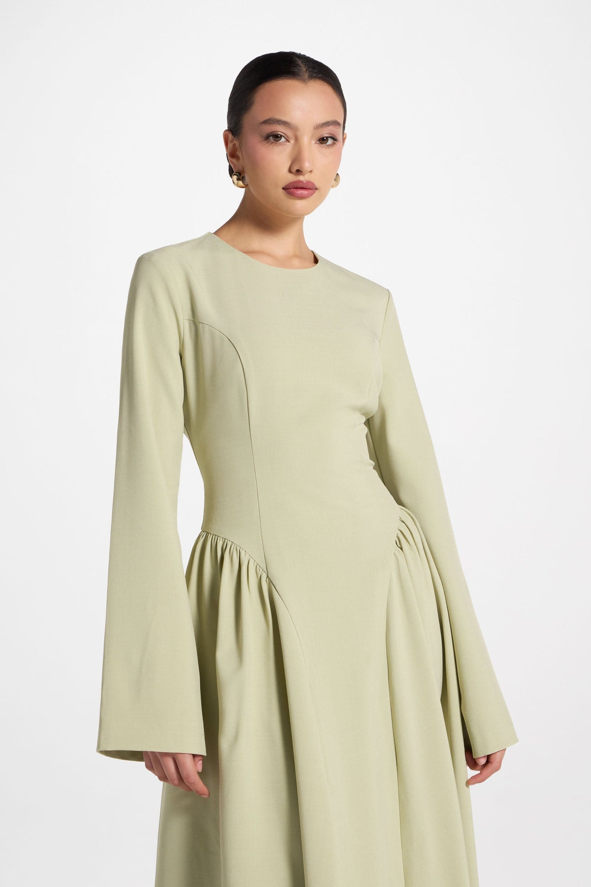 Lace Up Back Maxi Dress - Pistachio