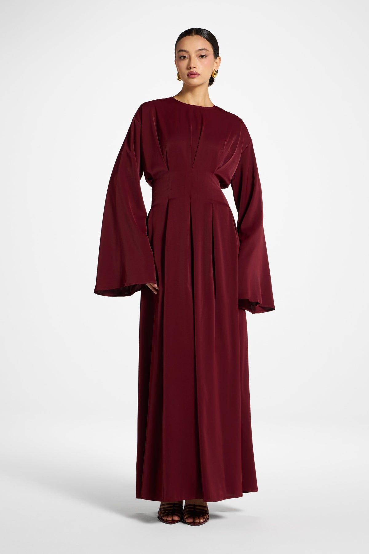 Lace Up Back Maxi Dress - Pomegranate