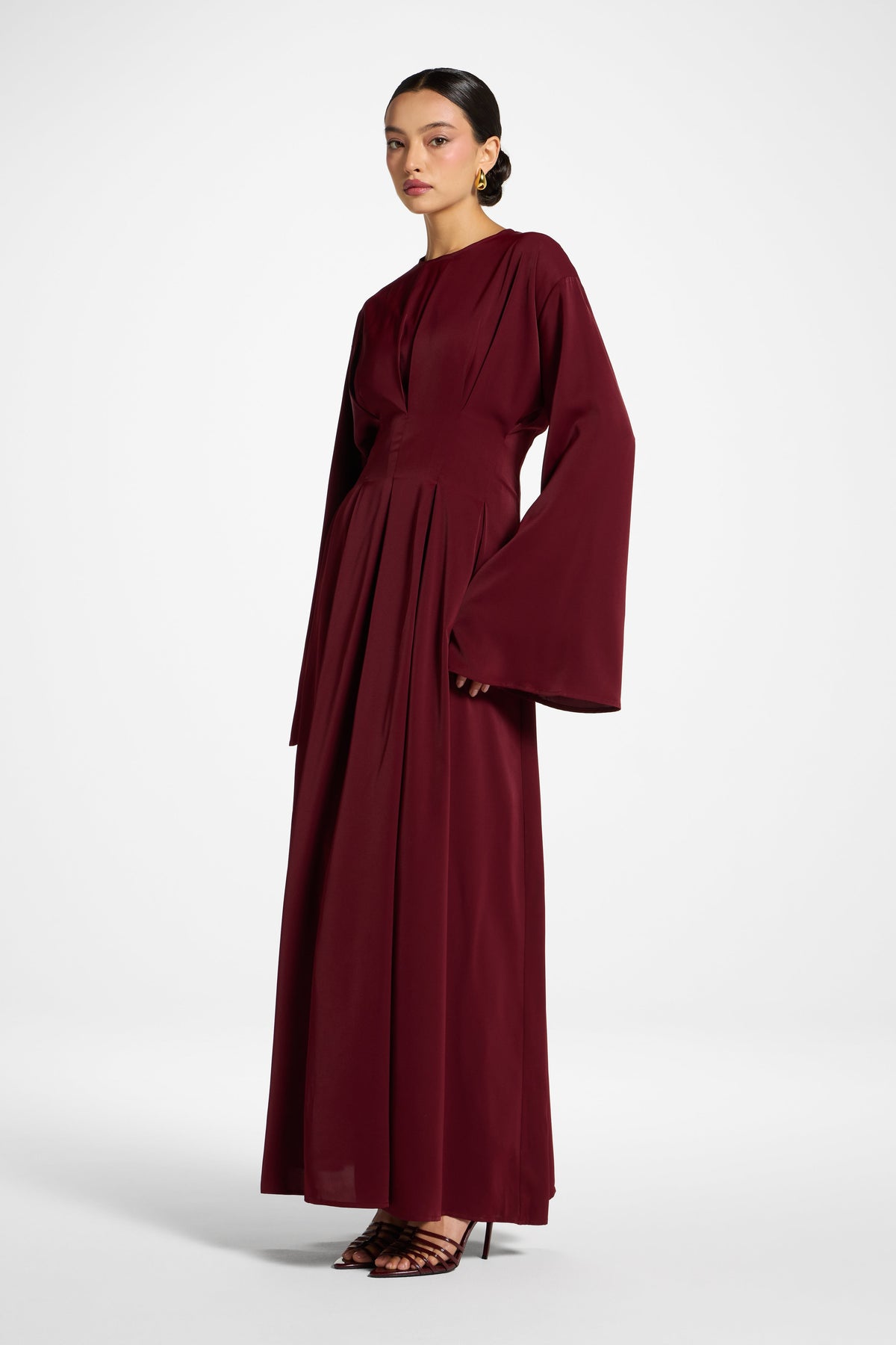 Lace Up Back Maxi Dress - Pomegranate
