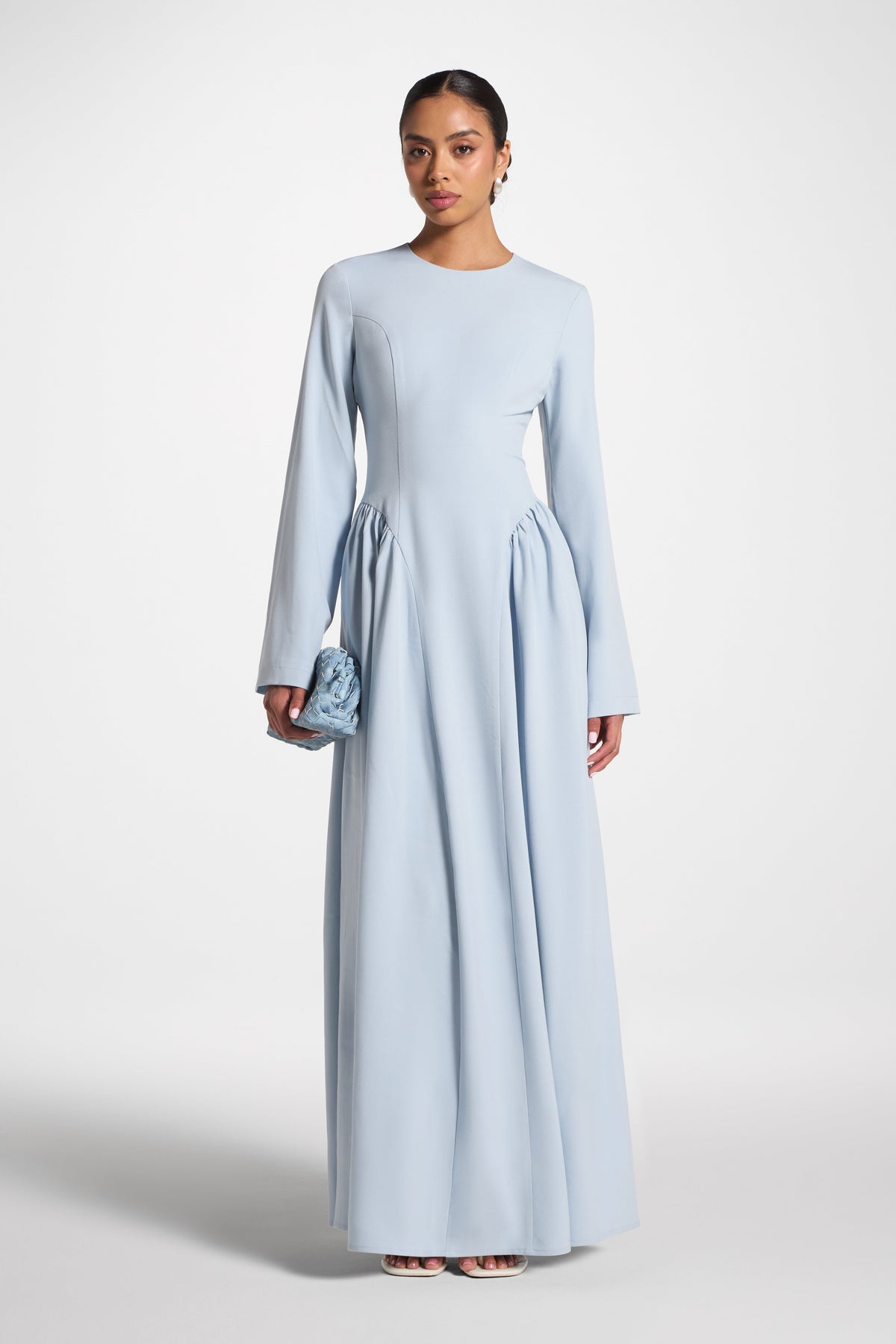 Lace Up Back Maxi Dress - Sky