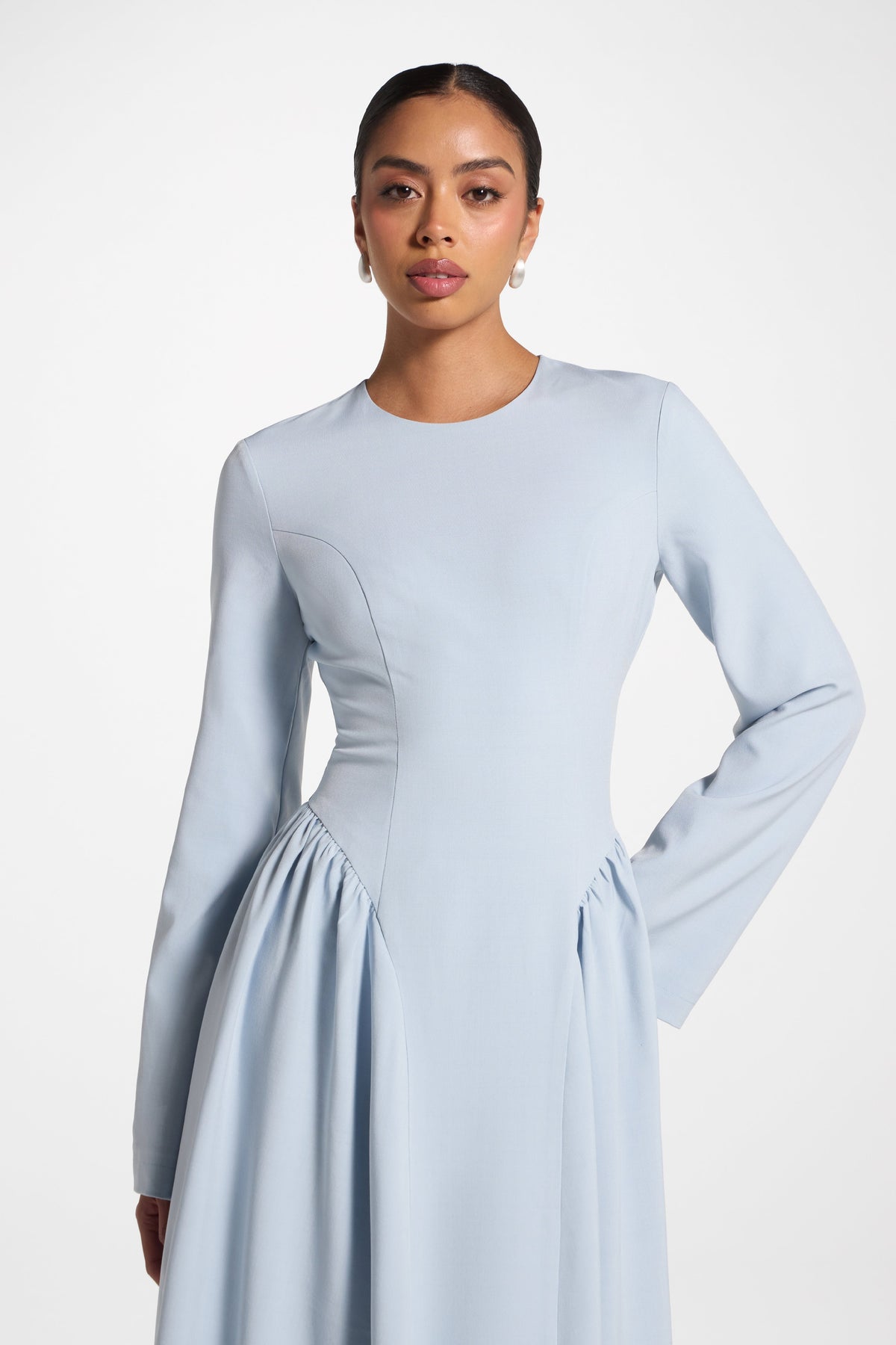 Lace Up Back Maxi Dress - Sky