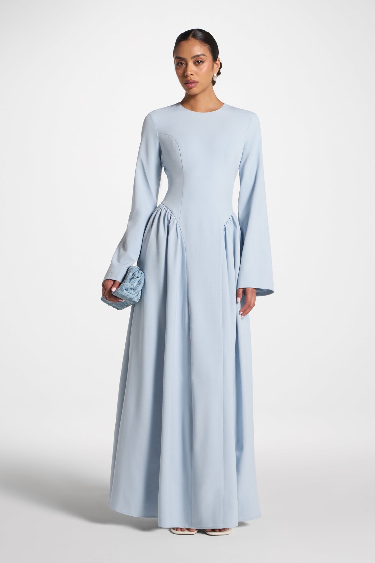 Lace Up Back Maxi Dress - Sky