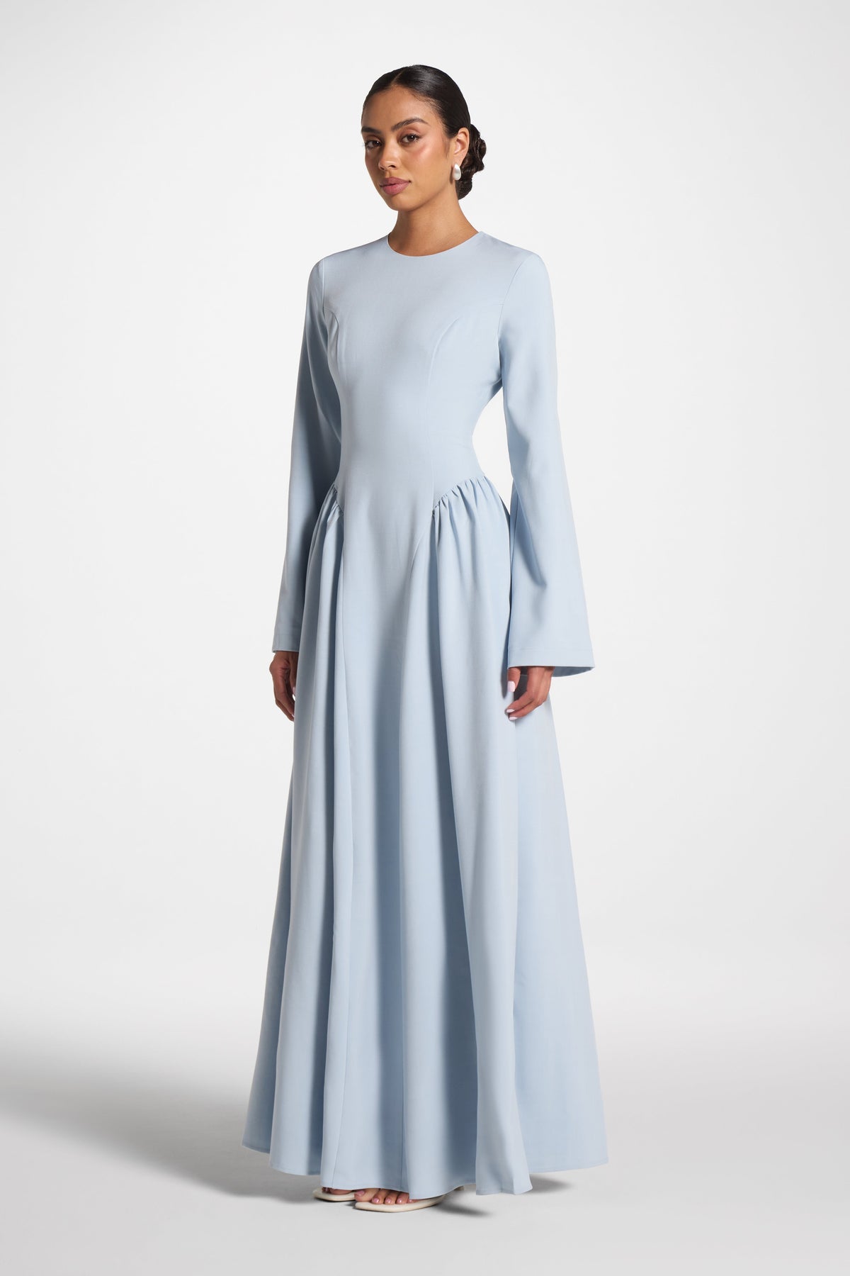 Lace Up Back Maxi Dress - Sky