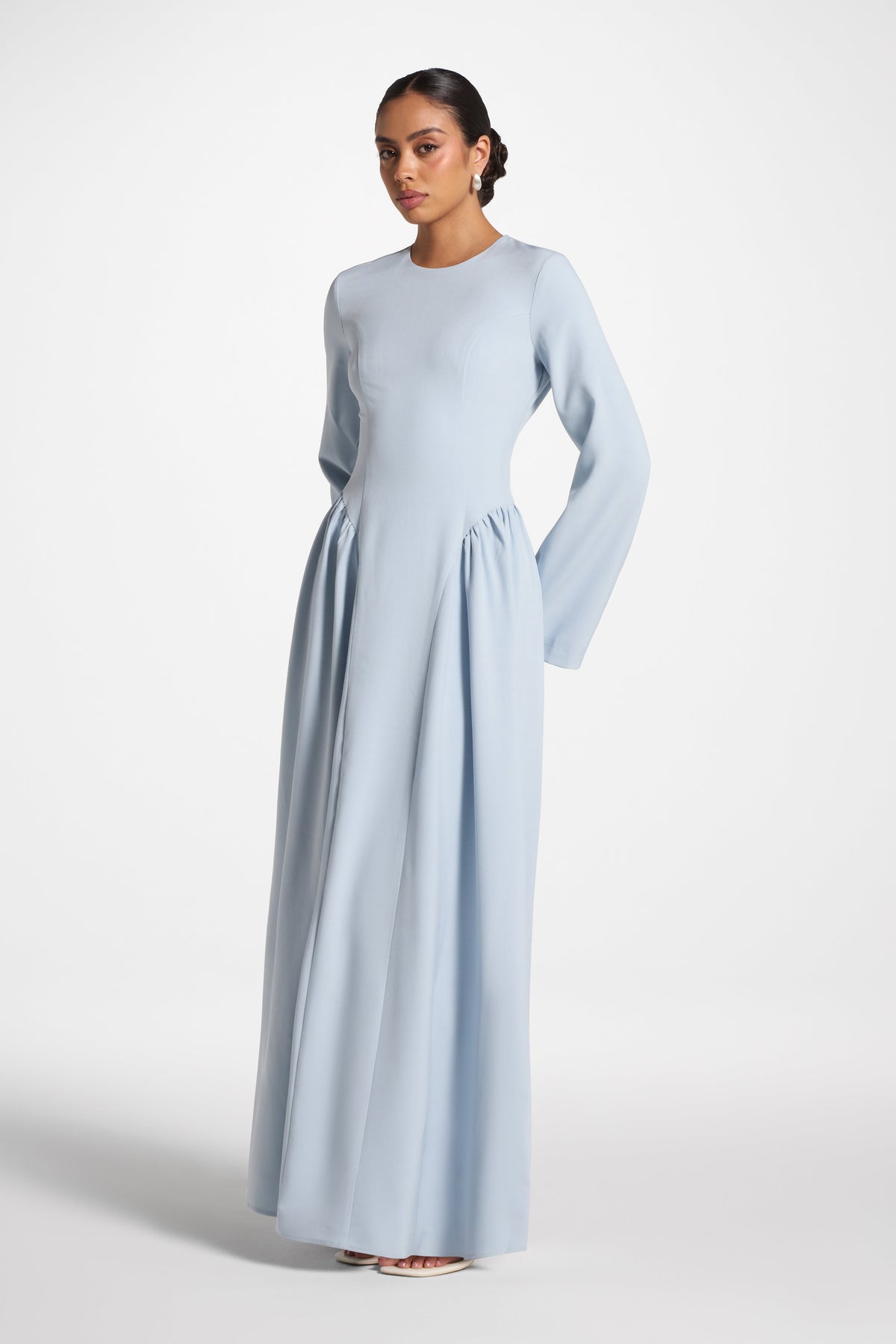 Lace Up Back Maxi Dress - Sky