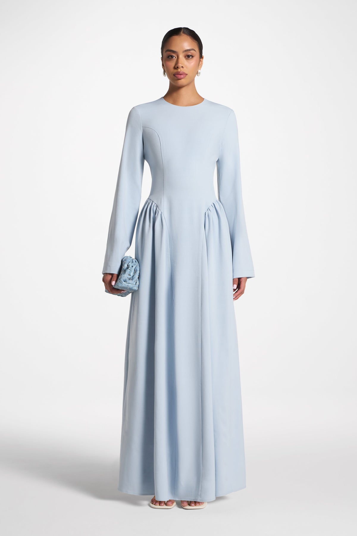 Lace Up Back Maxi Dress - Sky