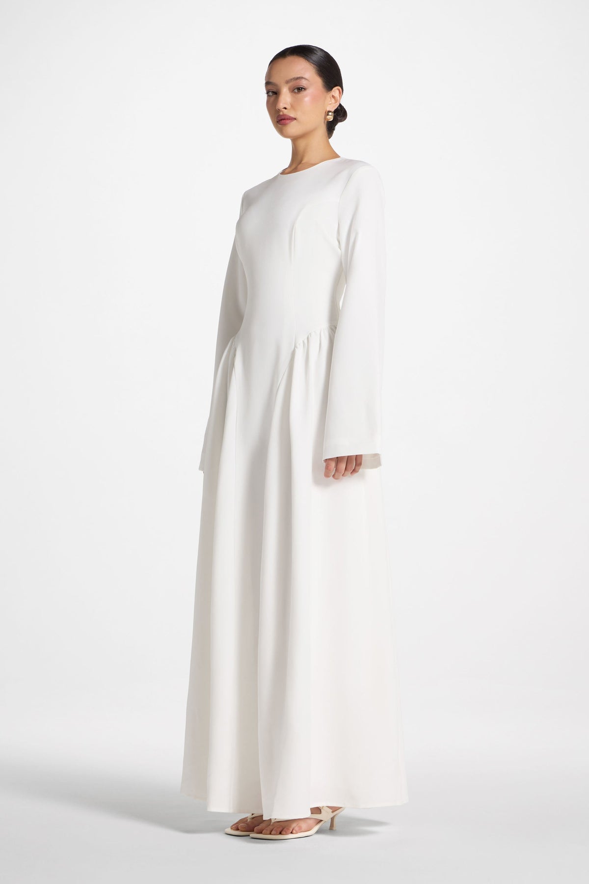 Lace Up Back Maxi Dress - White