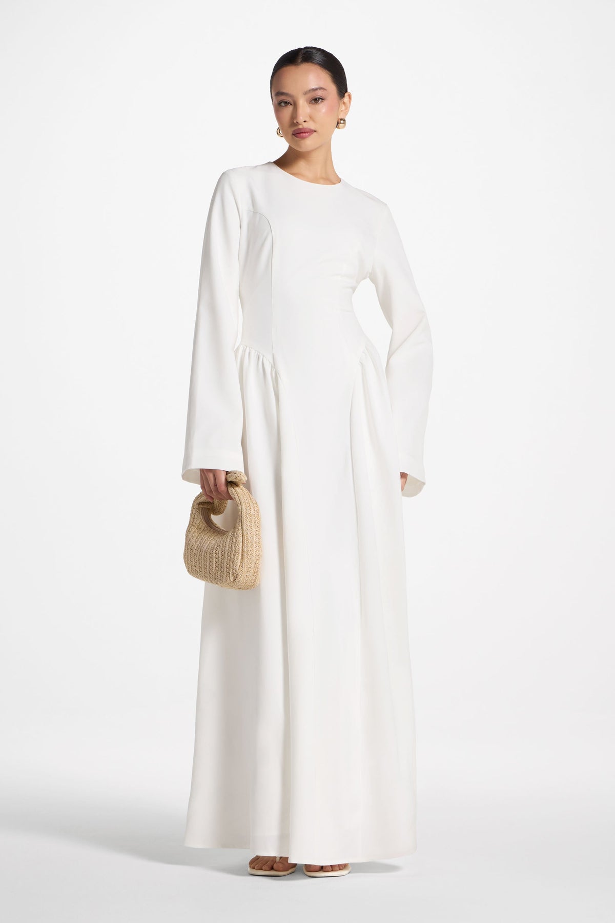 Lace Up Back Maxi Dress - White