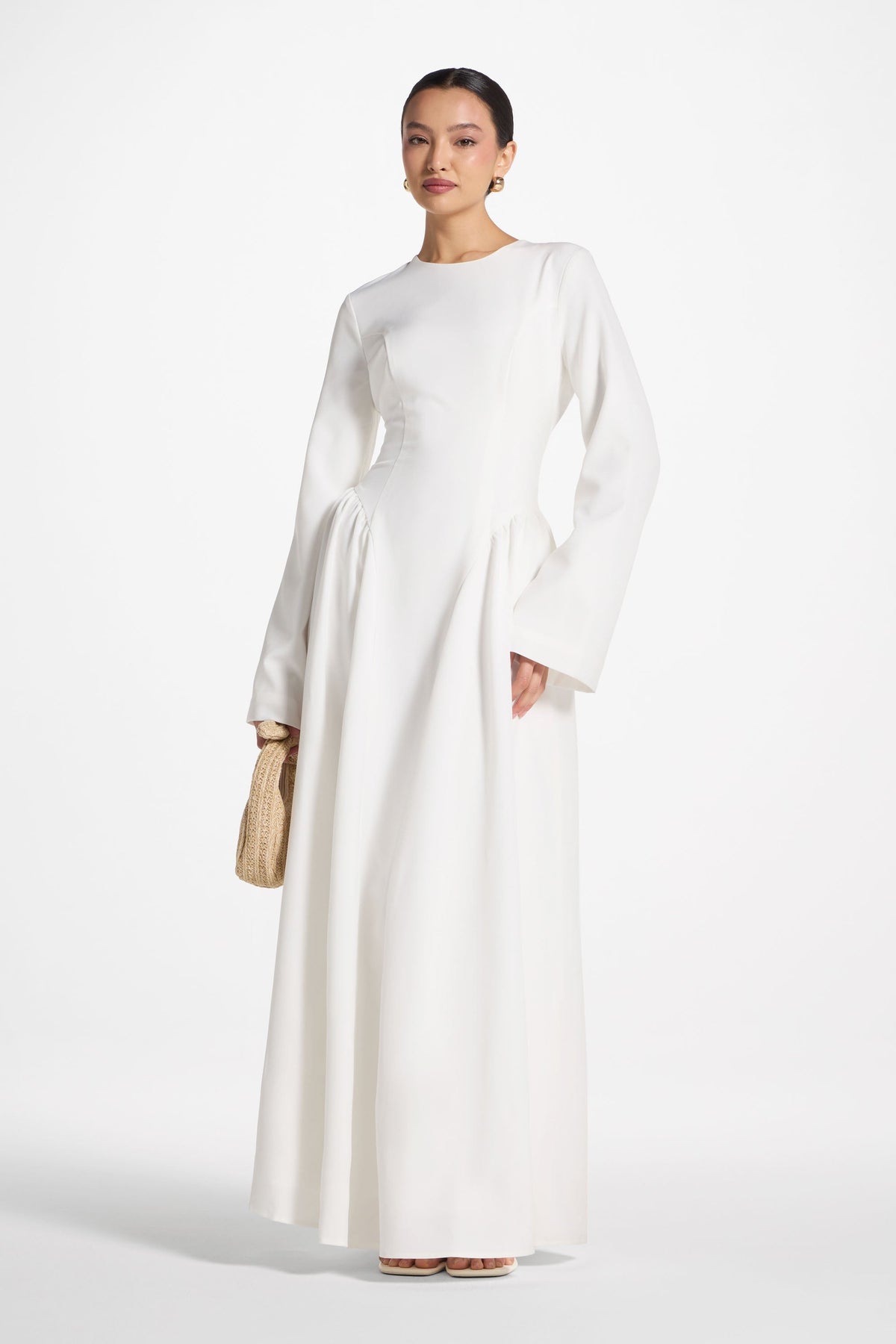 Lace Up Back Maxi Dress - White